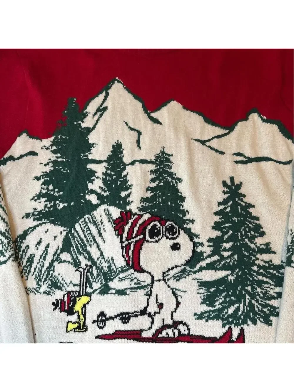 Peanuts Snoopy skiing Christmas Holiday sweater